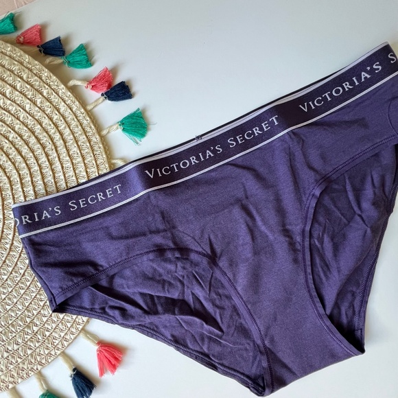 Victoria's Secret Logo Cotton Hiphugger Panty Valiant Purple Large NEW - Picture 2 of 6